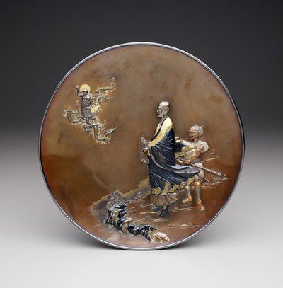 Plakett, Meiji-perioden. ca. 1870 (sølv, kobber og forgylt) av Japanese School