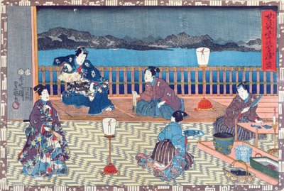 Tilberedning av fisk (fargetresnitt) av Japanese School