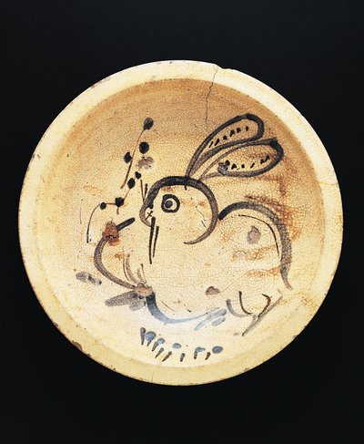 Kanin malt på tallerken brukt av nishin-zara-selgere (stuet sild) av Japanese School