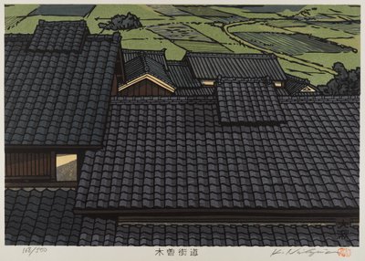 Tak fra serien Kisokaido (farget treblokktrykk) av Japanese School