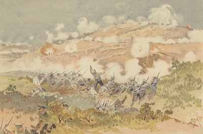 Russisk motangrep på vår posisjon i Chien-shan (chromolitho) av Japanese School