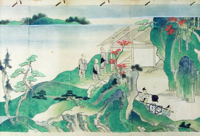 Tjenere, fra en illustrert historie om munken Ippens liv (1239-89) (wc på papir) av Japanese School