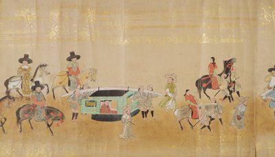 Sjette koreanske ambassade til Japan i Meireki 1 på tidspunktet for Tokugawa Ietsunas etterfølgelse i 1651, muligens av Kano Masunobu (1625-94) (rullemaleri) (detalj) av Japanese School