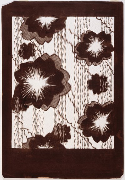Sjablong: Hibiskusblomster og pilegrener (papir) av Japanese School