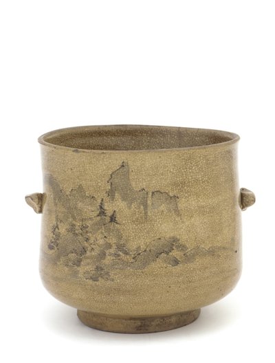 Te-seremoni vannkrukke med landskapsdesign, Saga eller Nagasaki prefektur, Edo-periode, (keramikk) av Japanese School
