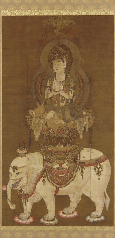 Bodhisattva - Fugen (Fugen Bosatsu) Heian Period (blekk, gull og sølv på silke) av Japanese School