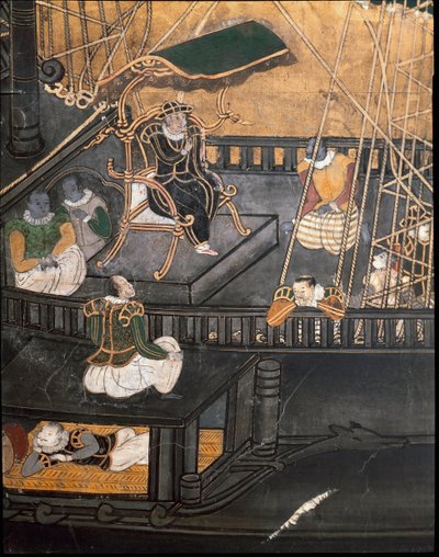 Det portugisiske skipet, fra ankomsten av jesuittiske portugisiske misjonærer til Japan (maleri av Japanese School