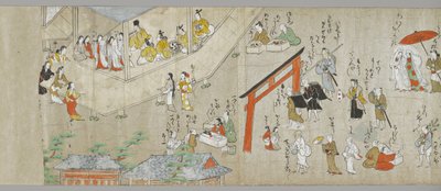 Tenjin Shrine Scrolls (en av et par) (detalj), Tosa School, 1600-tallet (blekk, farger og gofun på papir) (se også 5846316) av Japanese School