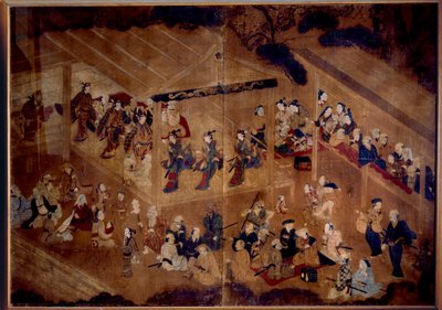 Teater Kabuki: skuespillere på scenen; Japansk trykk fra 1700-tallet Paris, Guimet-museet, Nasjonalmuseet for asiatisk kunst av Japanese School