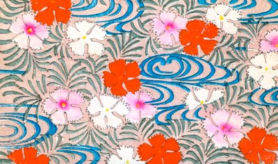 Treblokktrykk av nellikblomster av Japanese School