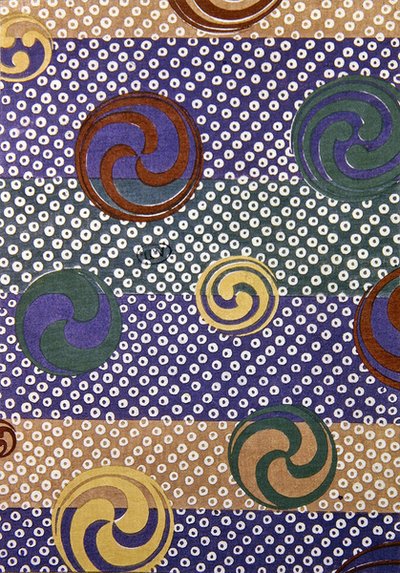 Yin Yang design for stoff, slutten av det nittende århundre (fargetresnitt) av Japanese School