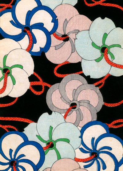 farget treblokktrykk av Camellia Ornaments av Japanese School