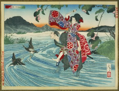 Demonen Omatsu myrder Shirosaburō i Ford av Tsukioka Yoshitoshi