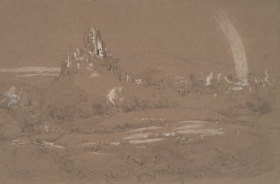 Korfu slott og by fra Cromwell-gravene av Jasper Francis Cropsey