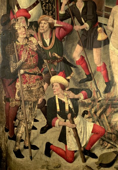 St. Vincent altertavle: St. Vincents pine på grillen, Dacian og bødler, detalj av Jaume Huguet