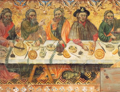 Hellig middag, detalj av en gruppe apostler av Jaume the elder Ferrer