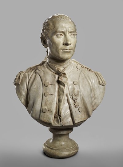 Portrettbyste av John Paul Jones, modellert 1780, støpt 1787-89 (gips med terrakottamaling) av Jean Antoine Houdon