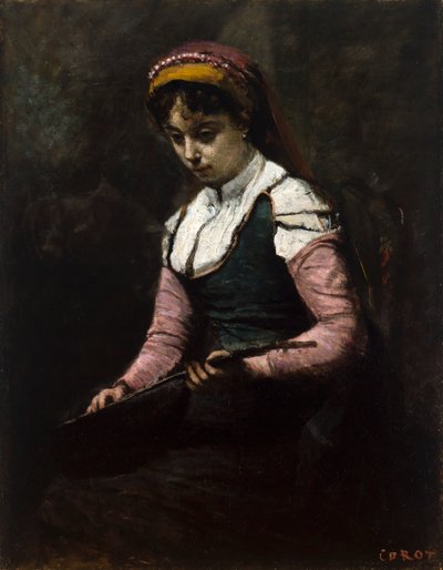 Jente med mandolin av Jean-Baptiste-Camille Corot