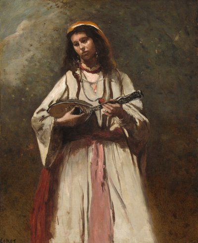 Sigøynerkvinne med mandolin av Jean-Baptiste-Camille Corot