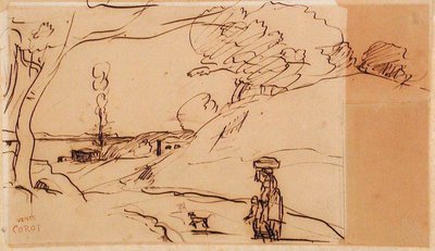 Landskap uten tittel av Jean-Baptiste-Camille Corot