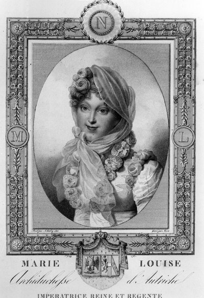 Marie-Louise av Østerrike (1791-1847) andre kone til Napoleon I, imperator av Frankrike i 1810-1814 (gravering) av Jean Baptiste (after) Isabey