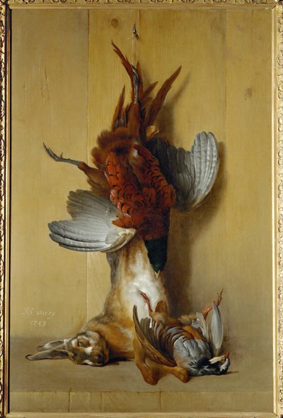 Fasan, Hase und Rebhuhn von Jean-Baptiste (school of) Oudry