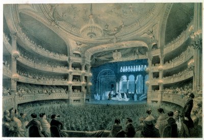 Utsikt over teatersalen til Opera Garnier (musikkakademiet). Litografi av Jean Baptiste Arnout (1788-1870). 1800-tallet. Paris, B.N. av Jean-Baptiste Arnout