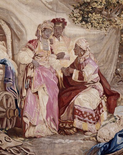 Das Freiluftbankett, Vorhang russische Spiele, (Detail) von Jean-Baptiste Le Prince