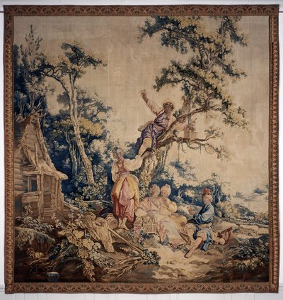 Das Freiluftbankett, Vorhang russische Spiele, (Detail) von Jean-Baptiste Le Prince