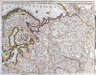 Kart over Moskva (Russland), kongeriket Sverige, de baltiske provinsene og en del av Polen (radering av Jean Baptiste Nolin