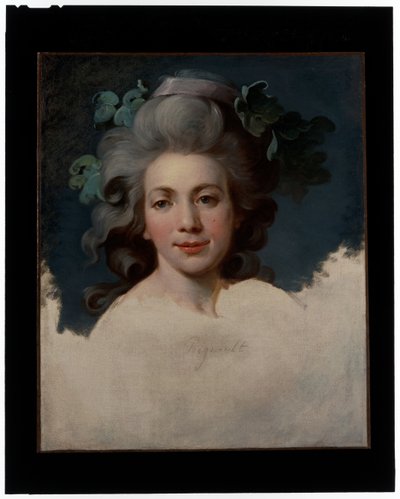 Portrait of a Lady (Hoved of a Woman in the Guise of a Bacchante, et uferdig portrett) av Jean Baptiste Regnault