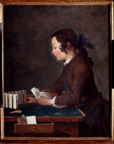 En ung gutt som spiller kort Maleri av Jean Baptiste av Jean Baptiste Simeon Chardin