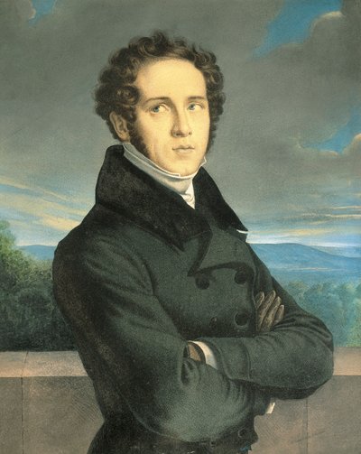 Italia, milano, Portrett av den italienske operakomponisten Vincenzo Bellini (1801 - 1835) av Jean Francois Millet