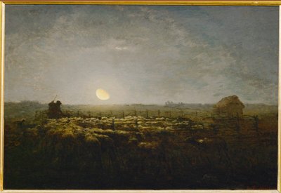 Le parc a mouton, clair de lune von Jean-Francois Millet