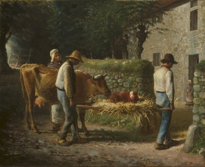 Bønder som henter hjem en kalv født på åkrene, 1864 av Jean Francois Millet
