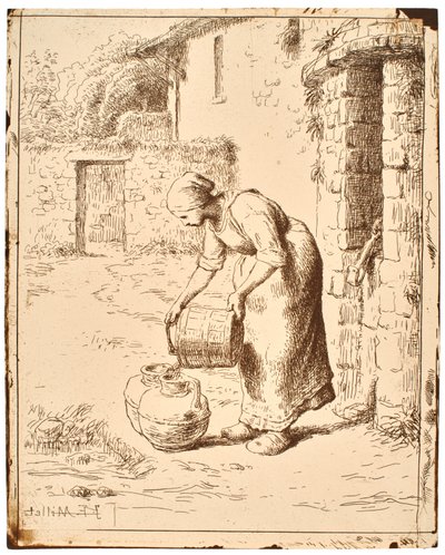 Kvinne som tømmer en bøtte av Jean-Francois Millet