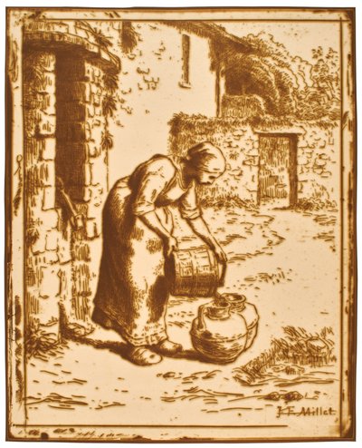 Kvinne som tømmer en bøtte av Jean-Francois Millet