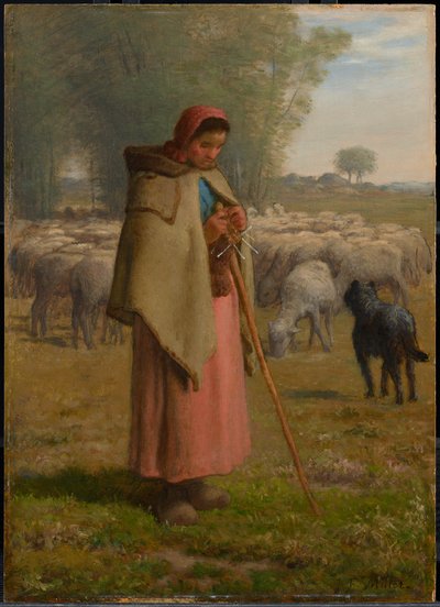 Ung jente som vokter sauene sine av Jean-Francois Millet