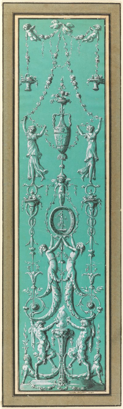 Panel av arabesker for Hôtel de Salm, Paris av Jean Guillaume Moitte