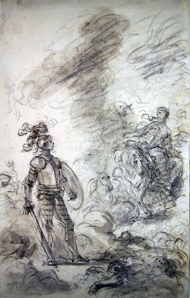 Lidia går videre for å møte Alceste (penn og blekk, kritt og vask på papir) av Jean Honore Fragonard