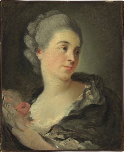Portrett av Marie Therese Colombe - Maleri av Jean Honore Fragonard (1732-1806), olje på lerret, 49x40 cm - (Portrett av Marie-Therese Colombe, Olje på lerret av Jean-Honore Fragonard) - Privat samling av Jean Honore Fragonard