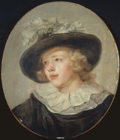 Portrett av en ung gutt med fjærhatt av Jean-Honore Fragonard