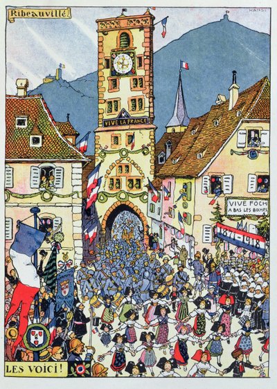 Inntreden av franske tropper i Ribeauville, Alsace av Jean Jacques Waltz