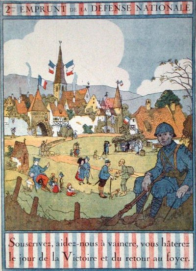 Plakat som reklamerer for det andre nasjonale forsvarslånet (farge litho) av Jean Jacques Waltz