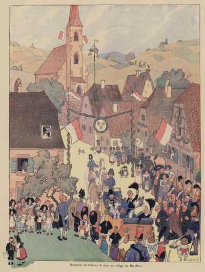 Mottakelse av kong Charles X av Frankrike i en landsby ved Bas Rhin, Alsace av Jean Jacques Waltz
