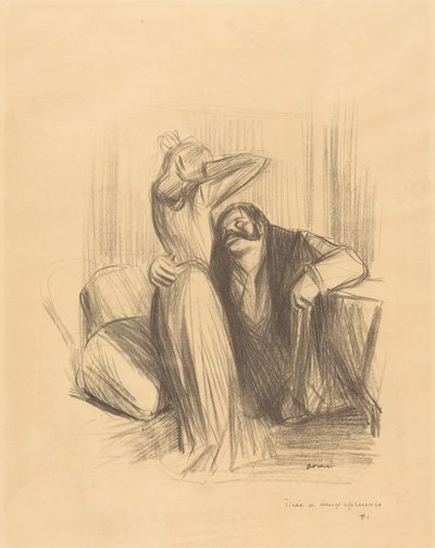 Scene i et privat rom (loddrett plate) av Jean-Louis Forain
