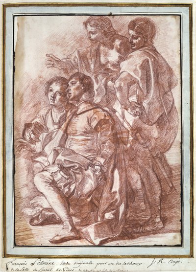 Christopher Columbus lander i Amerikas 1494 (rød fargestift) av Jean Robert Ango