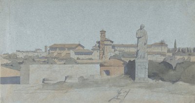 SS. Giovanni e Paolo, sett fra Villa Mattei, Roma, . av Jean Achille Benouville