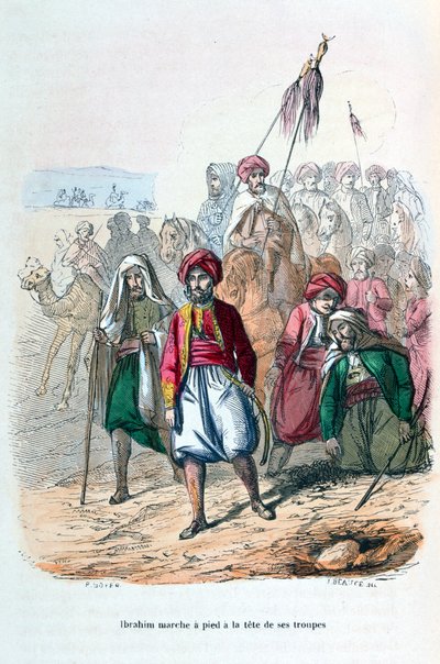 Ibrahim Pasha marsjerte foran troppene sine, 1811-1818 1847 av Jean Adolphe Beauce