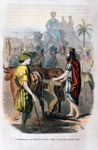 Monarken åpnet den første furen i begynnelsen av det landlige året, 1847 av Jean Adolphe Beauce